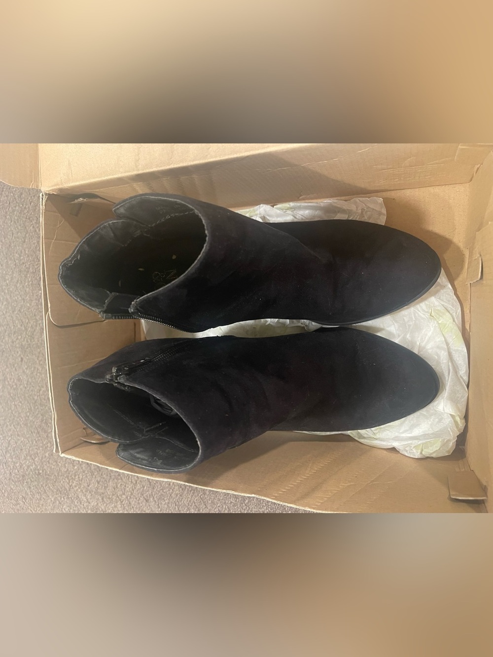 & Other Stories Black Suede Ankle Booties with Side Zip